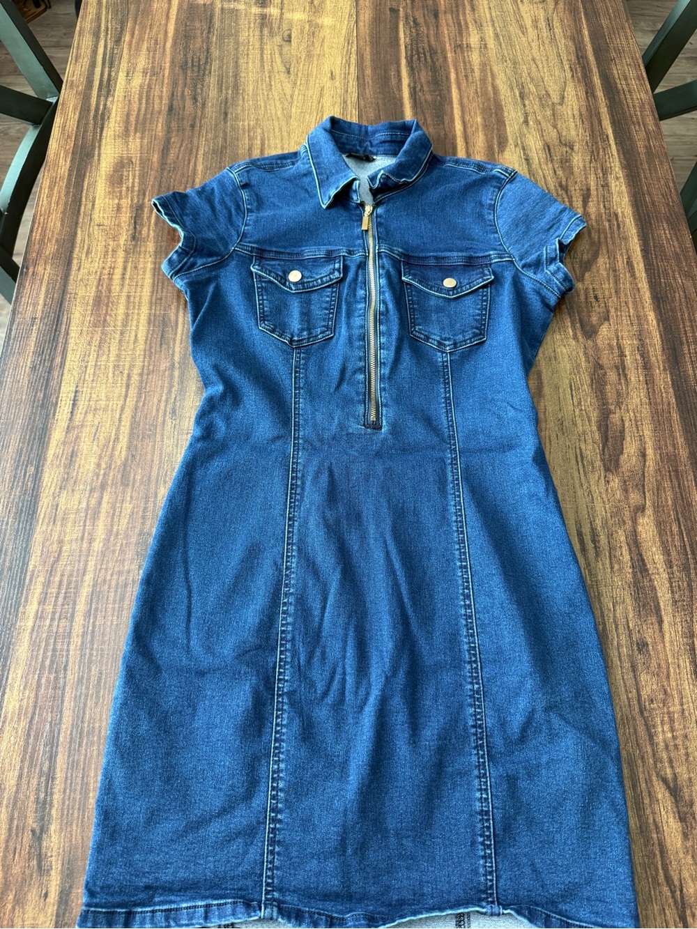 G by Guess Indigo Denim Zip-Front Shirt Dress - Picture 2 of 6